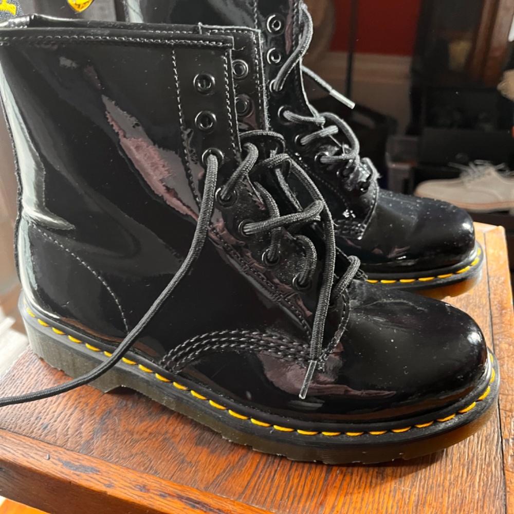 Black Patent Leather 1460 Dr. Martens Boots so comfortable Good enough for Pope!